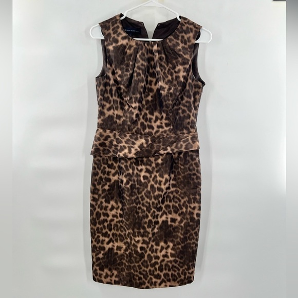 Ann Klein brown sleeveless animal print dress size 4 - Picture 1 of 8